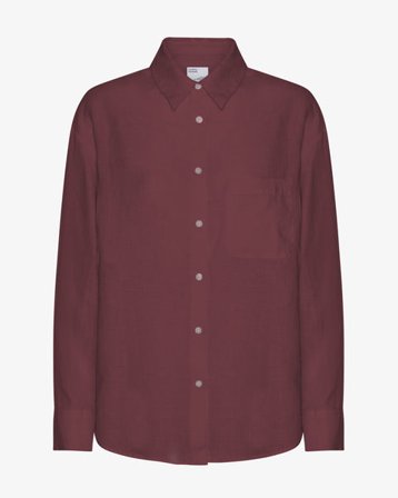 Linen Oversized Shirt - Oxblood Red