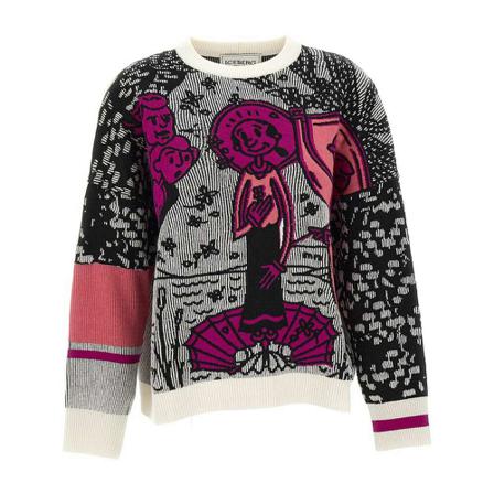 Iceberg, Round-neck Knitwear Zwart, Dames, Maat:XS,multicolor