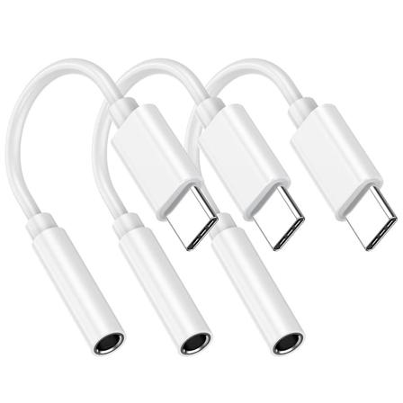 3-pakkaus USB C - 3,5 mm:n kuulokeliitäntäsovitin, 3,5 mm:n kuulokeliitäntäsovitin, yhteensopiva