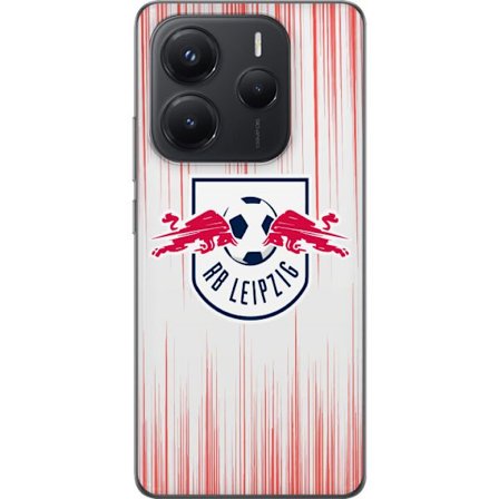 Xiaomi Redmi Note 14 5G Gennemsigtig cover RB Leipzigs Red Bull-logo - sporty energifyldt design i rødt og hvidt, perfekt til fodboldfans