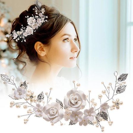 Käsintehty hiuskoriste kukkahelmihartsinen koriste hiusnauha naisille juhliin