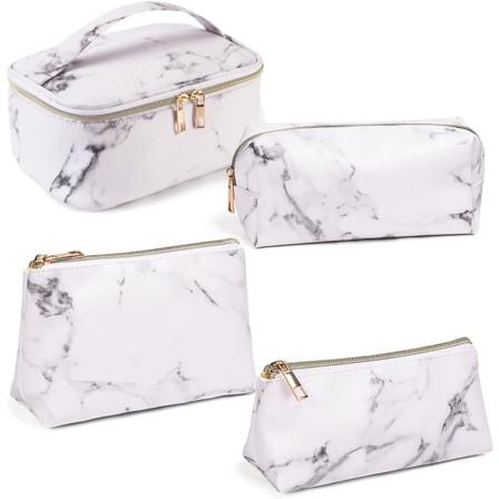 4 Stykke Toilettasker, Marmor Makeup - Vandafvisende Makeuptaske til
