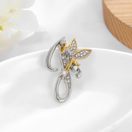 Crystal English Letter Brooch Alf Angel Lapel Pin Suit Shirt Co