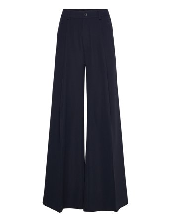 Lauren Ralph Lauren Double-Faced Georgette Wide-Leg Pant - Navy - 36