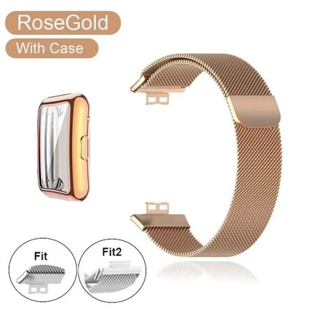 Metalbånd til Huawei Watch Fit/Fit 2 Rem med Fall TPU Skærmbeskytter Ur Passer Armbånd Milanese Magnetisk Loopp Urbandet RG Bånd-Cas Huawei Watch Fit 