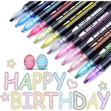 Magiske glittertuscher, gave til piger 4-12 år, 12 magiske glitterpenne