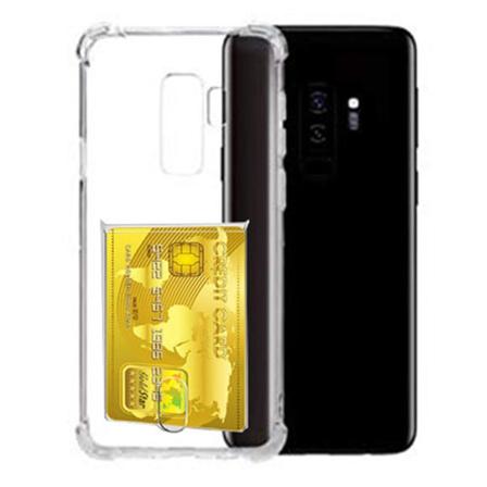 TG Samsung Galaxy S9+ - Tehokas Silikonikuori Korttitaskulla L pin kyv /Kirkas