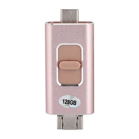 128G Type C USB Lightning USM 4-i-1 U-disk passer til iPhone iPad Android (Rose Gold)
