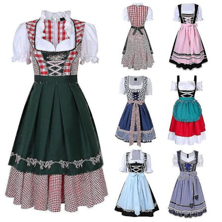 Dirndl kjole tysk Oktoberfest bayersk øl Wench kostyme Maid Festival Party Z X .q Mørk blå