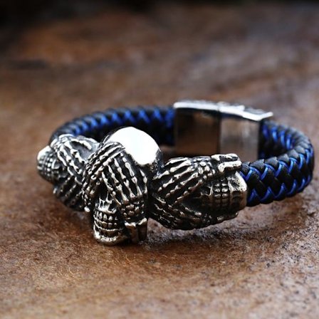 Bracelet - Norse mythology - Leather bracelet Skulls