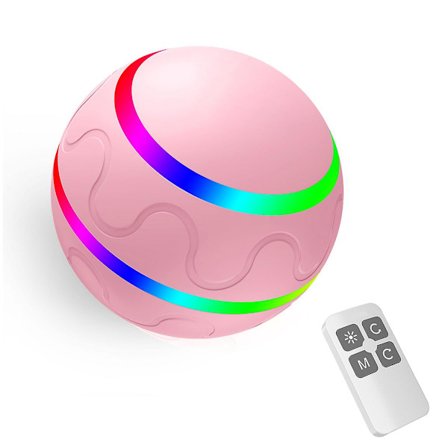 Smart Ball for Kjæledyr, Interaktiv Valpeball med Fjernkontroll og LED-lys, Oppladbar Smart Wicked Busy Ball for Hunder og Katter