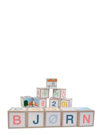 Bulding Blocks '' Farm '' With Scandinavian Letters Patterned Magni Toys