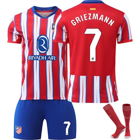 2024-2025 Atletico Madrid Hjemmebane Børne- og Voksenfodboldtrøje Nr. 7 Griezmann