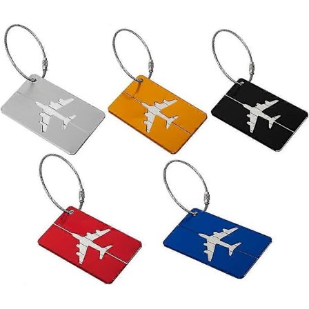 Bagageetiketter, Bagageetiketter i Aluminiumlegering Handväska Etikett Resväska Väska Etiketter Namn Adresshållare För Resor Affärsresa (5st, Guld+