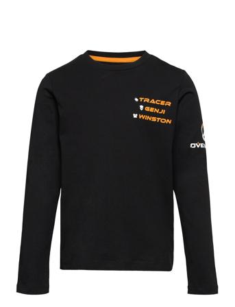 Jcooverwatch Tee Ls Crew Neck Jnr Langærmet T-shirt Sort Jack & J S