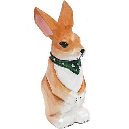 Håndskåret naturlig træ kanin statue ornamenter dyr skulptur figur håndværk boligindretning