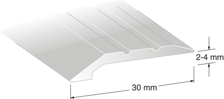 Duri 210502 Niveau liste KA1 profil, sølv 2-4 x 30 x 1000 mm, Byggematerialer
