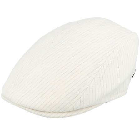 MJM Hats - Beige flatcap Cap - Daffy Organic Linen Beige Stripe Flat Cap @ Hatstore