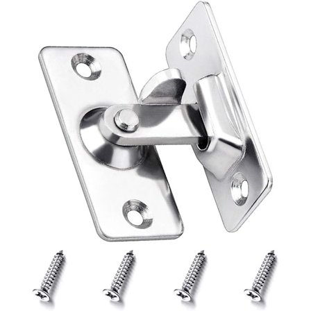 90 graders sikkerhedsvinkel dørlås lås skydedør haspe rustfrit stål med skruer til hjem soveværelse have badeværelse - sølv