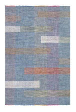 Tissé À La Main Kilim Moderne Tapis 203X298 De Laine Bleu Foncé/Gris Foncé