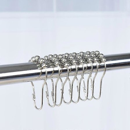 12-pack Duschdraperiringar, 12 stycken 304 rostfria duschdraperikrokar Badrumsdraperikrokar