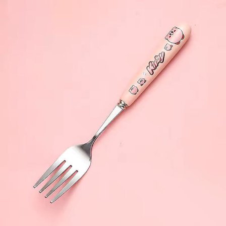 Kawaii Kirby Anime-serie service i porcelæn - sød, lyserød, med tegneseriefigurer - gaffel, ske og spisepinde - til husholdningen - bærbart service