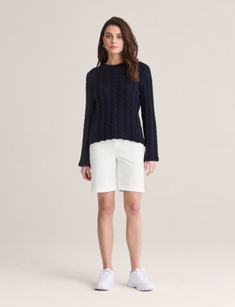 Newhouse Mandy Cable Sweater - Navy - M