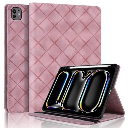 iPad Pro 11 2024 Rhombus Prägling Läder Skal - Smart Fodral