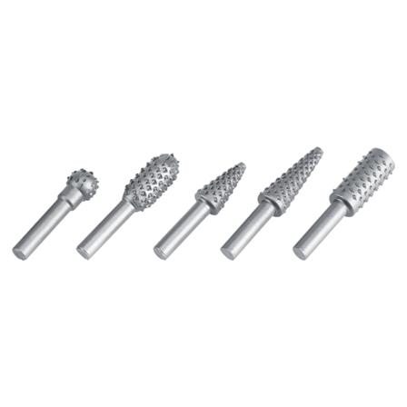 5 stk Hard legering roterende raspfilsett 6,3 mm skaft treskjæringsbor- W