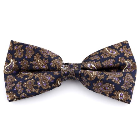 Papillon pre-annodato in seta con fantasia Paisley viola e marrone per uomini - Papillon pre-annodati