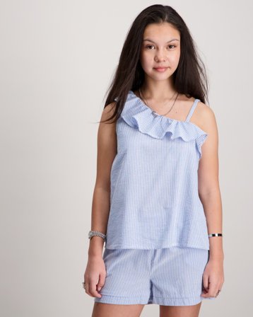 Kids ONLY KOGSMILLA S/L ONESHOULDER TOP WVN Valkoinen Topit / Puserot Tytöt - Kids Brand Store