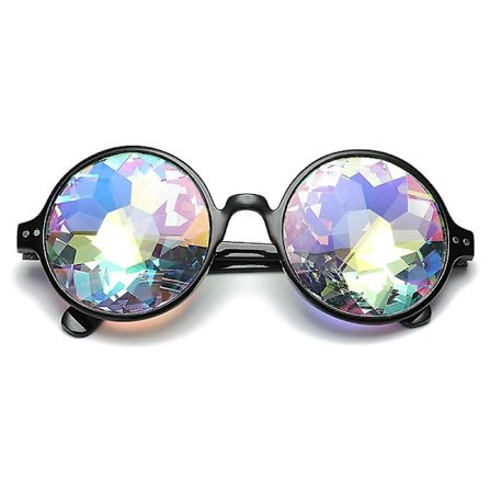 Psykedeliska Festivaler Kalejdoskop Regnbåge Solglasögon Rave Goggles Prisma Diffraktion (Svart)