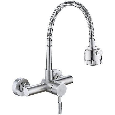 360 graders dreibar roterbar veggmontert kjøkkenkran med sprøyte i veggen roterende vask Varmt kaldt vann