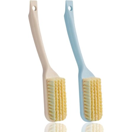 Shoe Brush, 2 Pcs, Long Handle, Plastic, Multifunctional Cleaning Brush for Shoes, Boots, Clothes, Yellow+Blue