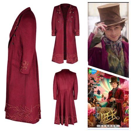 Willy Wonka Rød Trenchcoat for Halloween Cosplay og Kostymer[ZHE]