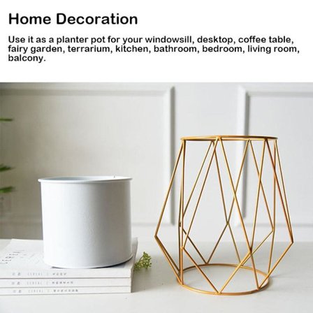 Nordisk stil plantestativ til sukkulenter, geometrisk kontordekoration, blomsterpotte med stativ, metal, skrivebord, hjem, virksomhed, geometrisk hvid