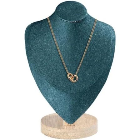 Fløjls Halskæde Display Stativ Smykker Buste Display Stativ Mannequin Halskæde Vedhæng Kæde Holder Organizer med Træbase