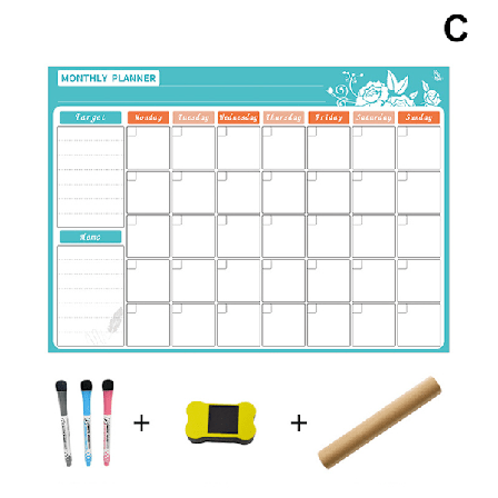 Raderbar kalender för kylskåp Magnetiska whiteboard-kalendrar Månads-/veckoplanerare Organizer Daglig anteckningsbok