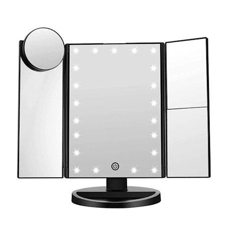 UNIQ LED Trifold Hollywood Makeup Spegel - Svart