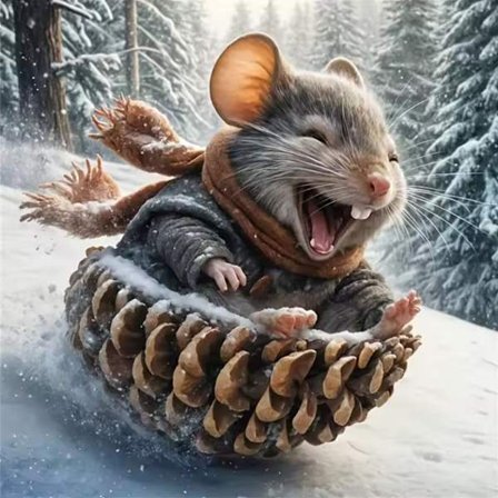 5D DIY Skiende Egern Diamant Maleri Vinter Sne Fuld Rund Diamant Mosaik Håndlavet Gave