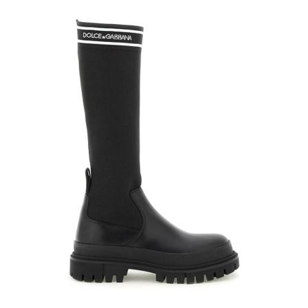 Dolce & Gabbana, High Boots Zwart, Dames, Maat:38 1/2 EU,rubber