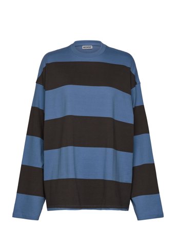 Weekday Long-Sleeved Oversized Cotton T-Shirt - Blue - XS