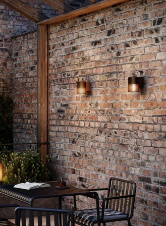 Aludra utelampe vegg - metallisk brun