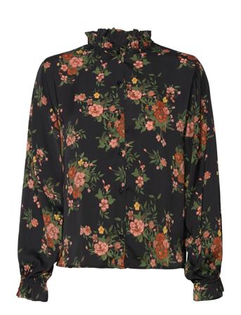 Recycled Polyester Shirt Bluse Langermet Svart Rosemunde*Betinget Tilbud