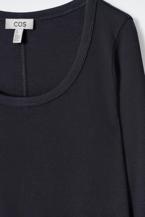 COS Women's Abito Midi Slim In Jersey A Coste in Blu