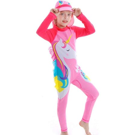 Børnebadedragter Piger Soldragt Solbeskyttelse Hurtigtørrende Surfing Dykkerdragt Langærmet Heldragt Anti-UV Våddragt (størrelse: 110)