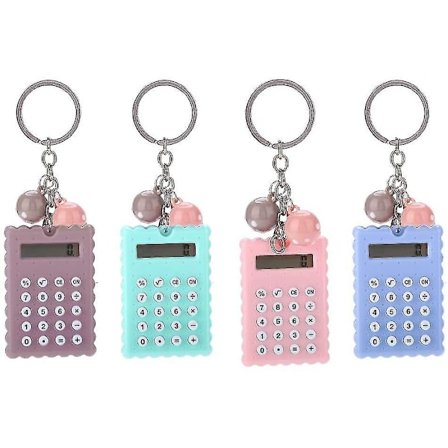 Søt Mini Bærbar Kalkulator, 8-Siffer Mini Lommekalkulator Med Nøkkelring - Blå