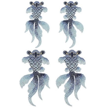 4 stk. broderede mærker Guldfisk Design Tøjmærker DIY Tøjindretning