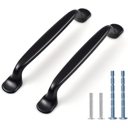 12 st svarta kökshandtag, skåpshandtag, skåpsknoppar, lådhandtag med 2 storlekar på skruvar, perfekt för sovrum, vardagsrum, möbler, skåp (96 mm)