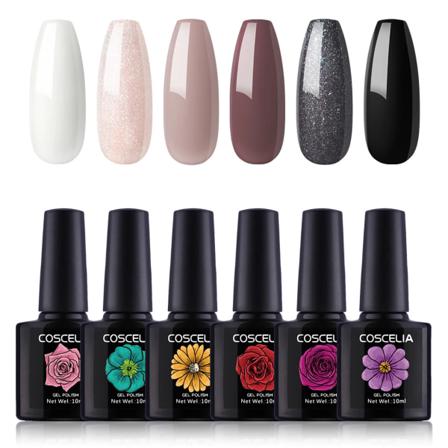 6 Stycken Uv-gellackfärgset Nagellack För Nageldesign